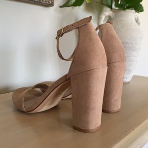 Nude Ankle Strap Block Heel
